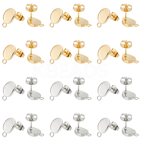 Unicraftale 40Pcs 2 Color 201 Stainless Steel Stud Earring Findings STAS-NB0001-71-1