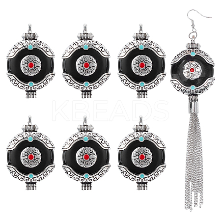 6Pcs Ethnic Style Zinc Alloy with Resin Connector Charms FIND-PH0028-05D-1