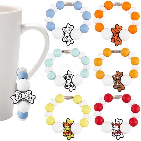6Pcs Silicone Wine Glass Charms HJEW-SC00131-1