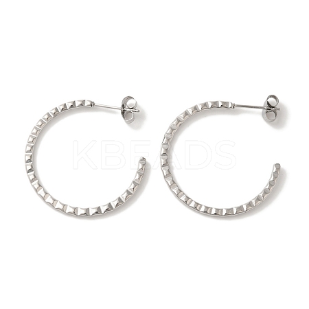 Non-Tarnish 304 Stainless Steel C-Shaped Stud Earrings for Women EJEW-Z066-06P-1