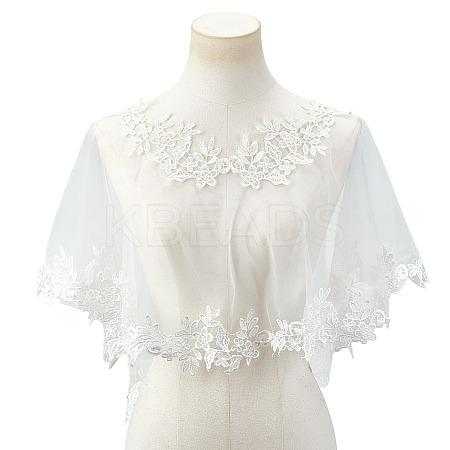 Detachable Polyester Bridal Lace Shawls AJEW-WH0696-058B-1