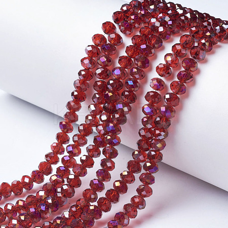 Electroplate Transparent Glass Beads Strands EGLA-A034-T6mm-F03-1
