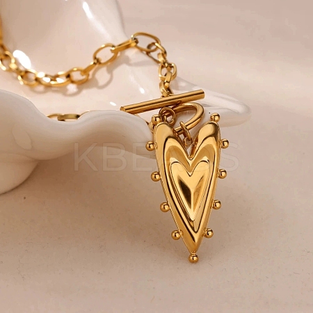 304 Stainless Steel Heart Pendant Necklaces for Women LS-NJEW-Z063-05G-1