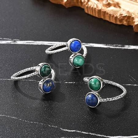 Natural Malachite & Lapis Lazuli Finger Rings RJEW-A068-03P-01-1