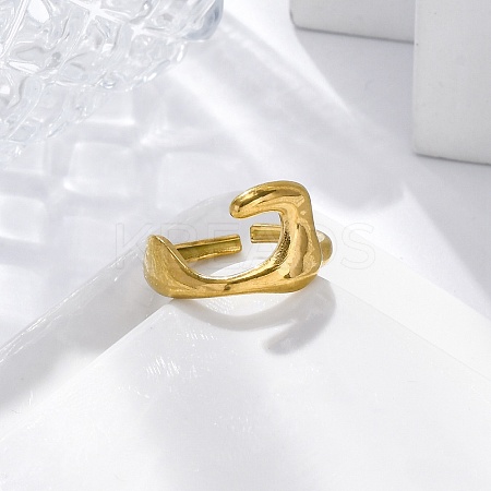 Irregular 304 Stainless Steel Open Cuff Rings for Women RJEW-M019-46G-1