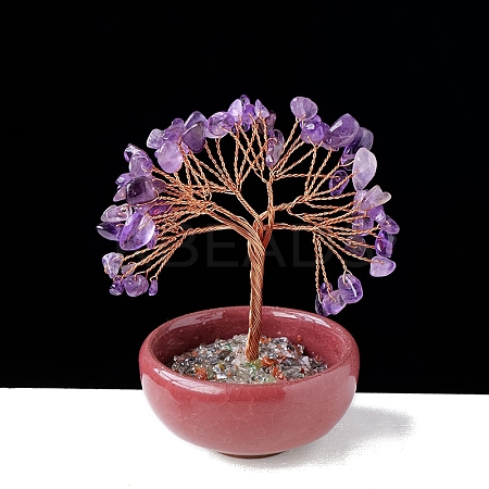 Natural Amethyst Chips Tree of Life Decorations with Bowl Base PW-WG1DC7A-05-1