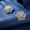 2Pcs Crystal Rhinestone Flower Brooch Pins JEWB-GA0001-26-5