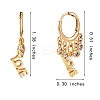 Word Love Brass Dangle Huggie Hoop Earrings EJEW-SW00001-03-7