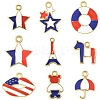 45Pcs 9 Styles Independence Day Alloy Enamel Pandants FIND-FS0004-09-2