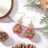 Glass Seed Bead with 304 Stainless Steel Christmas Dangle Earrings EJEW-MZ00534-1
