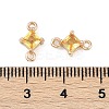 Brass Pave Glass Rhombus Links Connector Charms GLAA-Q088-001D-3