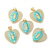 Rack Plating Brass Micro Pave Cubic Zirconia with Synthetic Opal Pendants KK-D088-30G-1