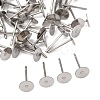 Tarnish Resistant 316 Surgical Stainless Steel Flat Round Blank Peg Stud Earring Settings X-STAS-R073-06-2