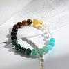 Natural Tiger Eye & Amazonite & Synthetic Malachite & Glass Round Bead Stretch Bracelets WG6A8BD-06-1