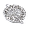 Rack Plating Brass Micro Pave Clear Cubic Zirconia Flat Round with Tree Connector Charms KK-A234-034P-2