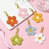 6Pcs 6 Colors Weave Flower Polyester Pendant Decorations X-HJEW-JM02889-1