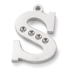 Tarnish Resistant 304 Stainless Steel Letter Pendant Rhinestone Settings STAS-J028-01S-1