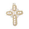 Glass Seed Beaded Cross Pendants PALLOY-MZ00826-01-1
