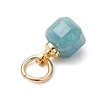 Natural Multicolor Tourmaline Table Cut Cube Charms with 304 Stainless Steel Findings PALLOY-JF04873-5