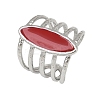 Horse Eye 304 Stainless Steel Enamel Cuff Rings for Women RJEW-G355-04P-02-4