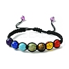 Dyed Natural & Synthetic Mixed Gemstone Round Braided Bead Bracelet BJEW-JB09624-2