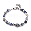 Natural Sodalite & Synthetic Magnetic Hematite Anchor Beaded Bracelet BJEW-P339-01P-08-1