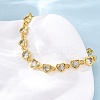 Brass Micro Pave Clear Cubic Zirconia Link Bracelets for Women BJEW-D342-02G-3