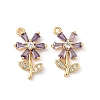 Brass Micro Pave Cubic Zirconia Pendants KK-C099-02G-01-1