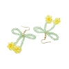 Flower & Bowknot Glass Beaded Dangle Earrings EJEW-TA00518-4