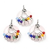 Chakra Natural Rose Quartz Flat Round Pendants G-Z033-06P-01-1
