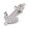 Rack Plating Brass Micro Pave Clear Cubic Zirconia Anchor Connector Charms KK-A234-052P-2