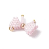 Glass Seed Beaded Bowknot Pendants PALLOY-MZ00564-02-4