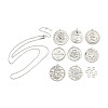 DIY Flat Round Brass Micro Pave Clear Cubic Zirconia Pendant Necklaces Making Kits KK-S386-38P-2