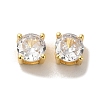 Brass with Single Clear Cubic Zirconia Beads X-KK-H461-09A-G-1