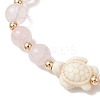 Natural Rose Quartz & Synthetic Turquoise Stretch Bracelets BJEW-JB13475-3