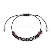 Natural Garnet Chip Braided Bead Bracelets BJEW-JB09608-05-1