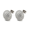 Round Shape Brass Micro Pave Clear Cubic Zirconia Stud Earrings EJEW-Q785-11P-1