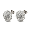 Round Shape Brass Micro Pave Clear Cubic Zirconia Stud Earrings EJEW-Q785-11P-1