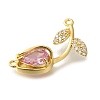 Brass Cubic Zirconia Rose Flower Connector Charms KK-R0002-26G-01-2