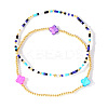 2Pcs 2 Styles Glass Seed Bead & Brass Beads Stretch Bracelets TY2852-1-2