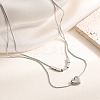 304 Stainless Steel Heart Pendant Double Layer Necklaces for Women LS-NJEW-K298-01P-1