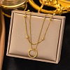 304 Stainless Steel Double Layer Ring Pendant Necklaces for Women Men NJEW-Q028-03G-1