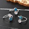 Natural Apatite & Rose Quartz Finger Rings RJEW-A068-03P-03-1