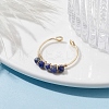 Copper Wire Wrapped Natural Lapis Lazuli Open Ring RJEW-JR00630-03-2