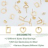 36 Pair 3 Styles 304 Stainless Steel Rectangle & Heart & Flat Round Stud Earrings EJEW-DC0001-10-4