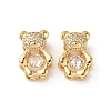 Brass Micro Pave Clear Cubic Zirconia Slide Charms KK-D504-17G-1