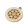 Preserved Fresh Flower 304 Stainless Steel Rhinestone Pendants STAS-S139-01G-03-2