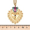 304 Stainless Steel Enamel Heart Pendant Wheat Chain Necklaces NJEW-P430-04A-G-5
