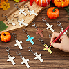 40Pcs Cross Blank Wood Pendant Decorations HJEW-FH00266-3