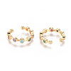Golden Plated Brass Micro Pave Cubic Zirconia Cuff Earrings LS-EJEW-L244-21G-2